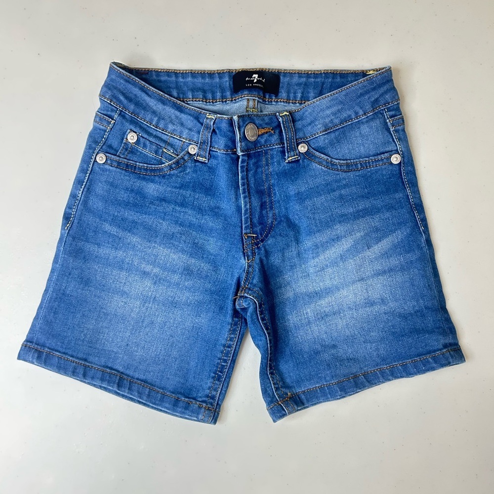 7 for all Mankind‎ Denim Jean Shorts Girls 8 Blue Jean Med Wash Distressed